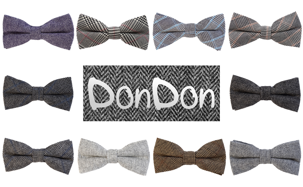 Метелик чоловічий DonDon Tweed 12x6 см з нагрудною хустинкою 23x23 см, бавовна, картатий коричневий