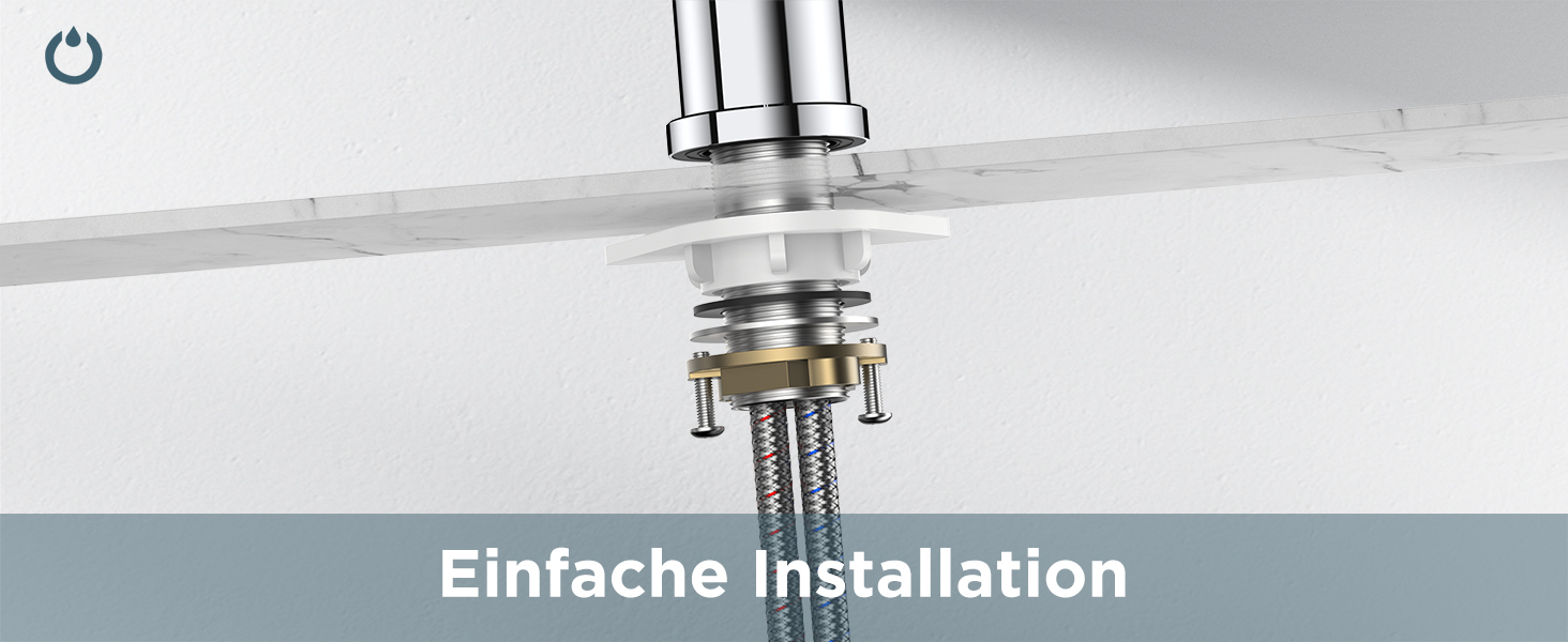 Змішувач кухонний FORIOUS, поворотний 360°, L-подібний, для 1 отвору, полірований хром