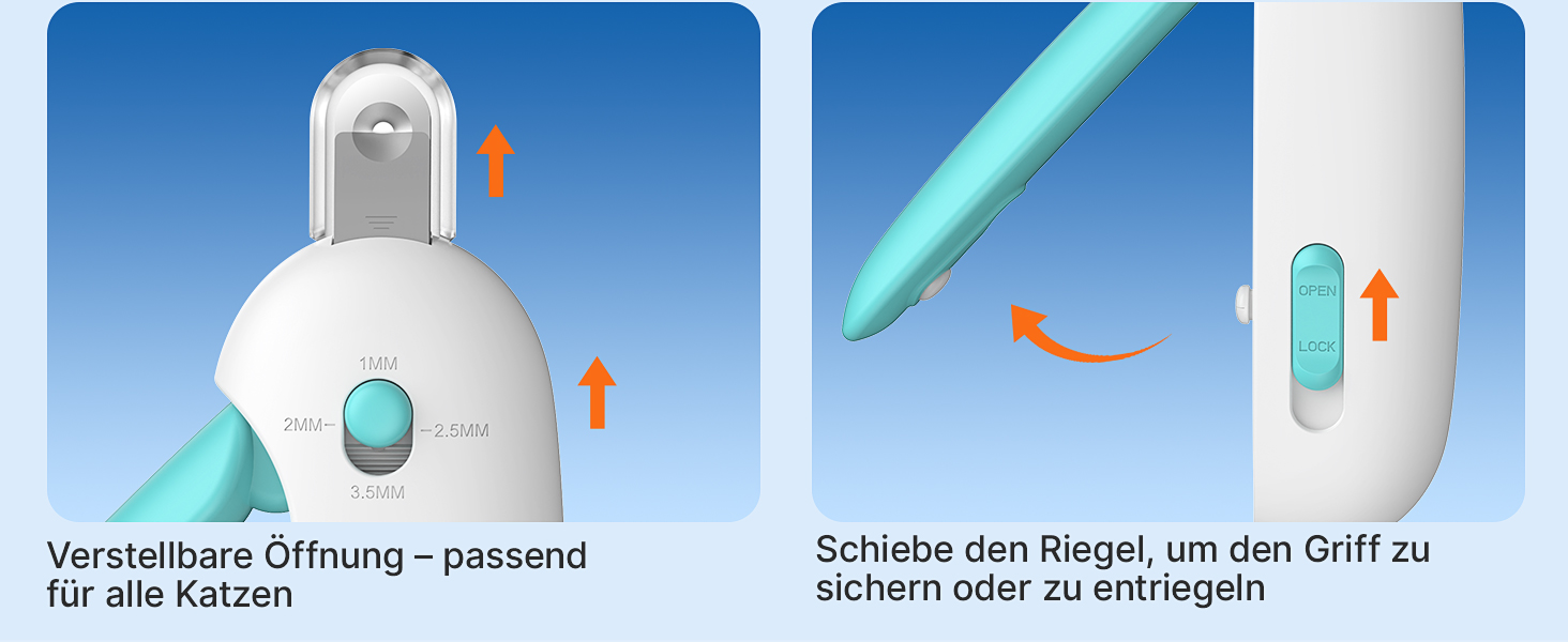 Ножиці для кігтів котів Potaroma з регульованим отвором 3 розмірів та інтегрованим напильником | Безпечний обрізач кігтів для кошенят та домашніх котів | Обрізач кігтів без розбризкування