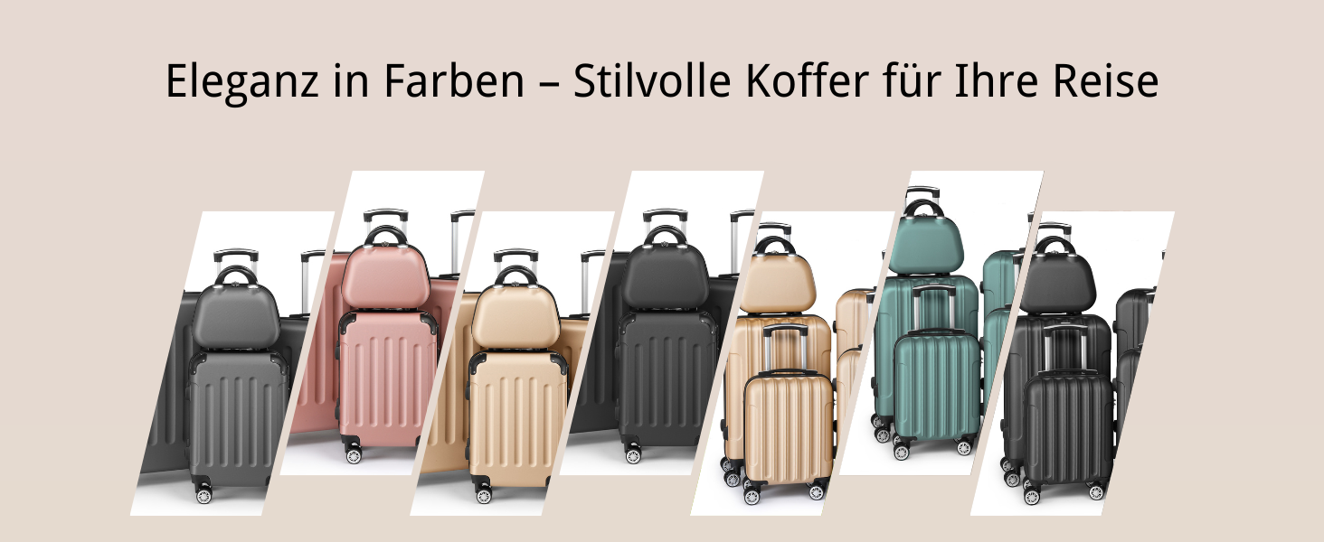 Набір валіз LALAHO 4 шт. з косметичками, рожеве золото, ABS, для подорожей