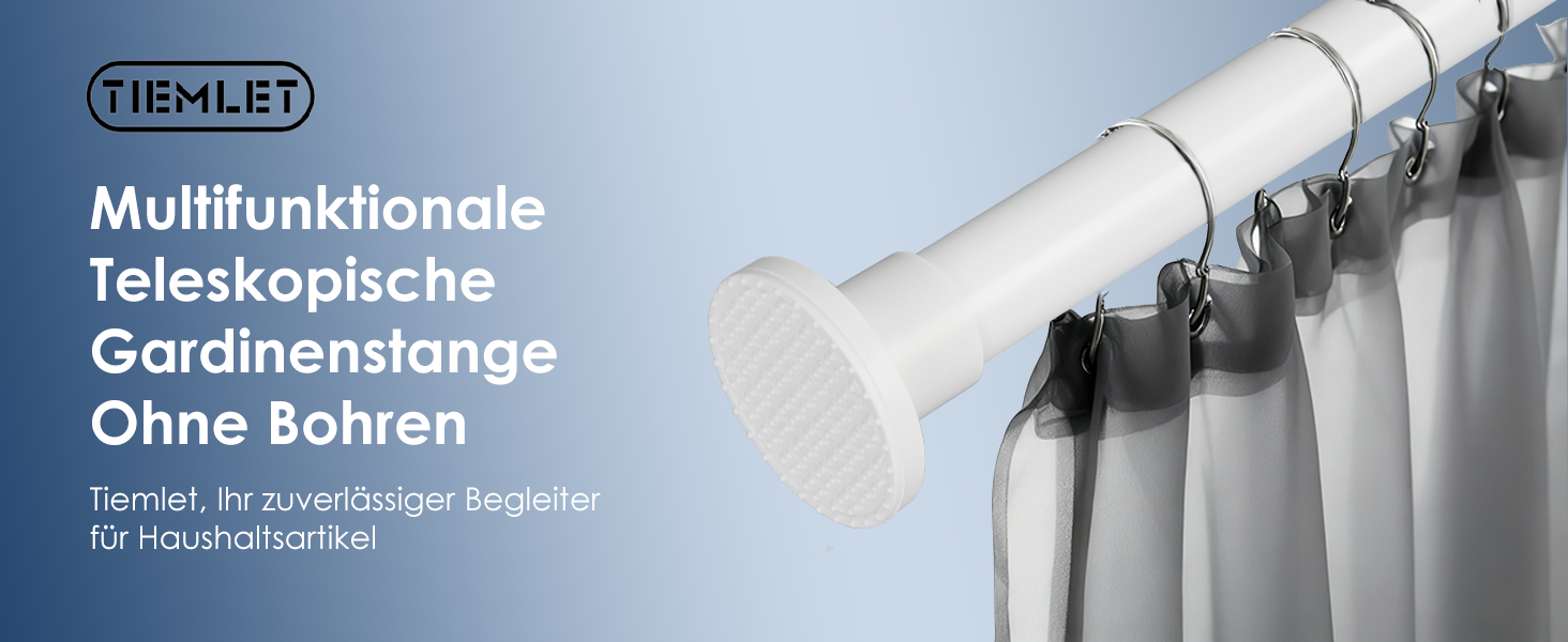 Висувна штанга для душу, штанга для душу без свердління, кріпиться без свердління, для шафи (70-195 см, білий)