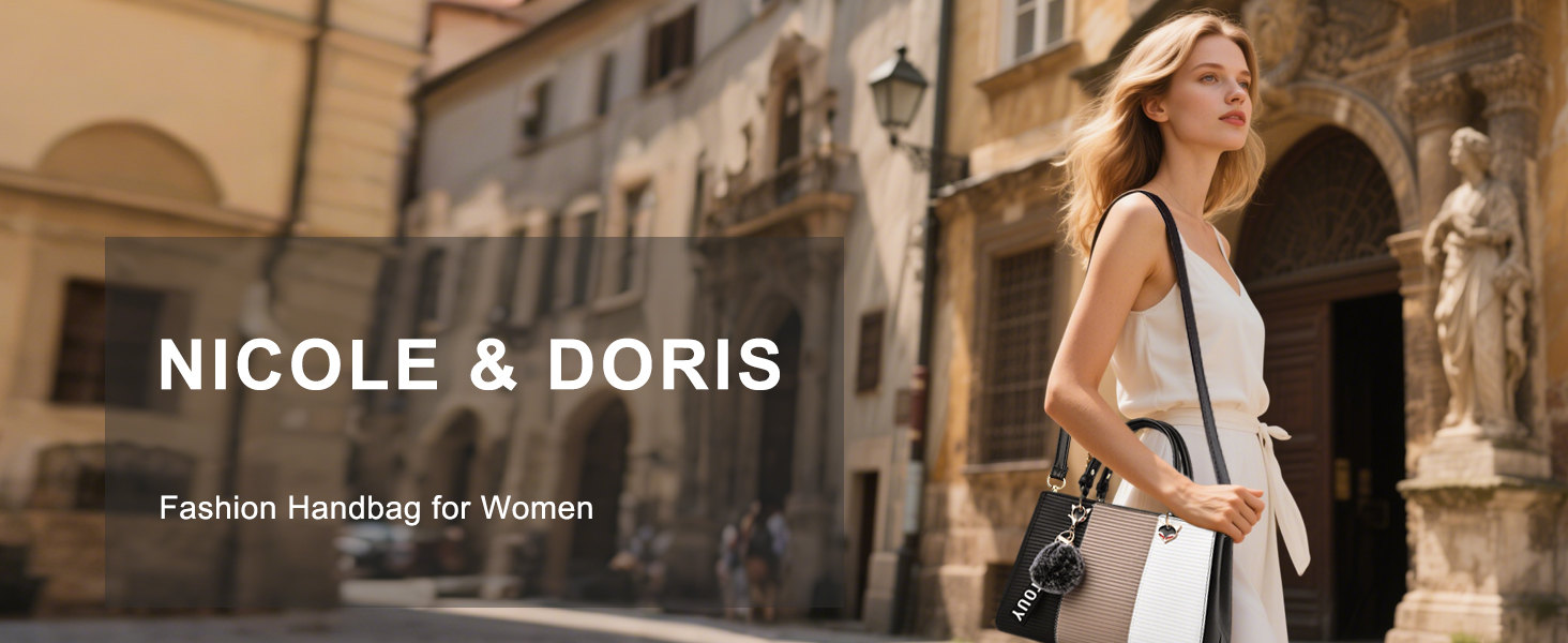 Сумка жіноча NICOLE & DORIS 2025 шкіряна чорна з пухнастим помпоном та знімним ремінцем через плече