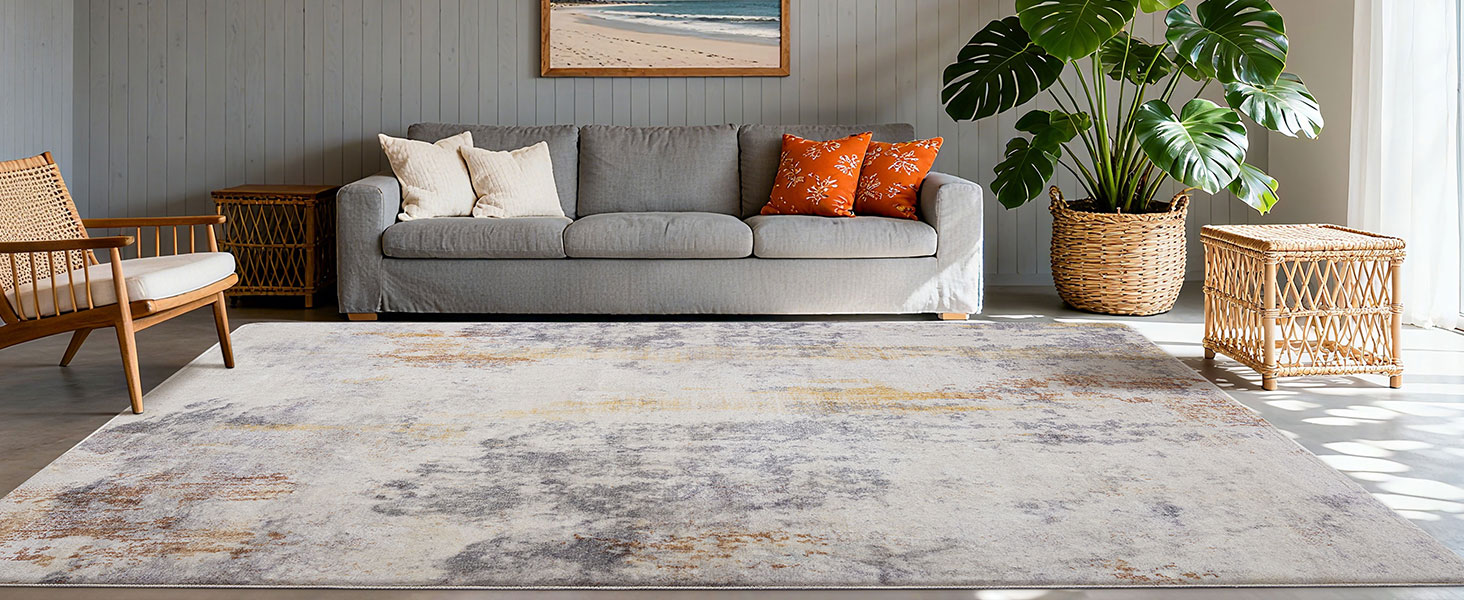 Теплый ковер для гостиной, спальни, столовой, нескользящий, мягкий ковер с коротким ворсом, абстрактный серый стильный ковер для легкой чистки (Абстрактный серый, 160 x 200 см).