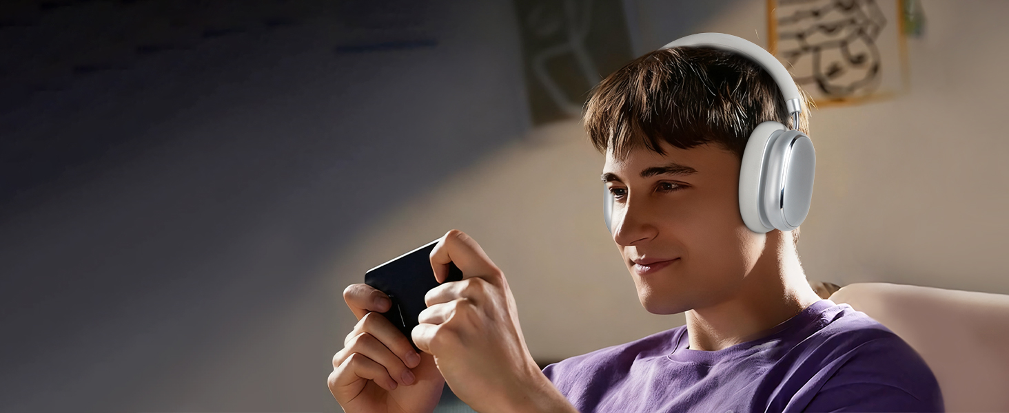 Навушники бездротові Bluetooth 6.0 NC95 з активним шумозаглушенням, сріблясті. До 120 годин роботи, налаштування EQ через додаток, для подорожей та спорту