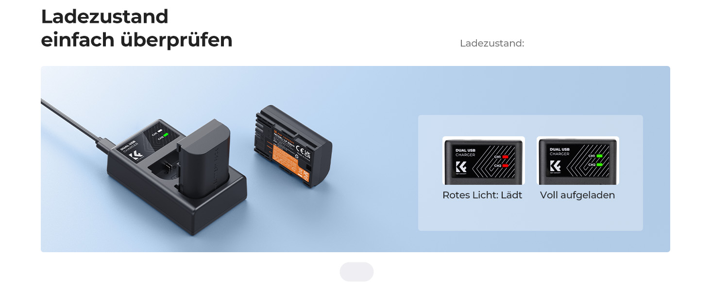 Зарядний пристрій для акумуляторів Canon LP-E6/LP-E6N/LP-E6NH з подвійним слотом K&F CONCEPT, Micro USB та Type-C, швидка зарядка для EOS R5, R6, R, 5D Mark IV, 5D Mark III, 5DS, 5DS R, 5D Mark II, 6D
