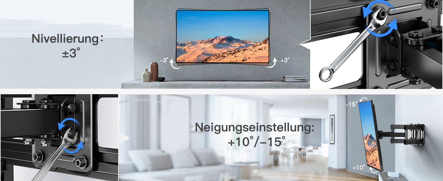 PERLESMITH Adjustable Tilt & Swivel TV Wall Mount for 26-70 inch Flat & Curved TVs/Monitors (up to 45kg, VESA 400x400mm)