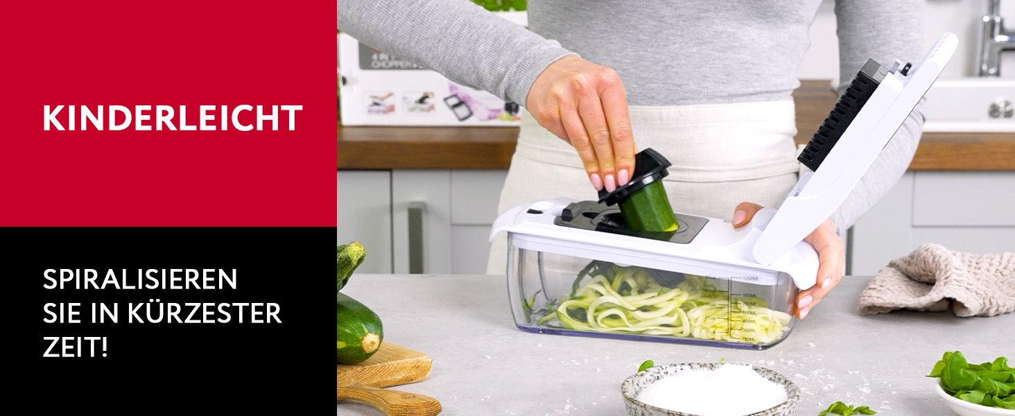 Набір для нарізки овочів та фруктів 9-в-1 (білий) - нарізач, спіралізатор, шинкувальник