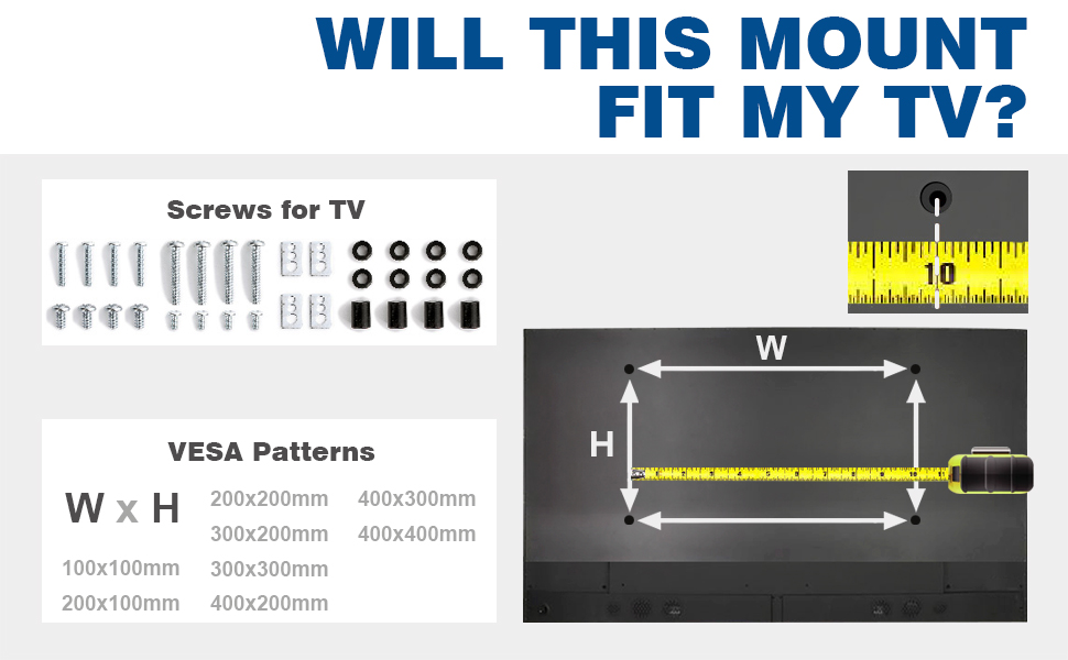Adjustable TV Stand with Swivel Mount - Fits 32-65 Inch Flat & Curved TVs - Max VESA 400x400mm, 35kg