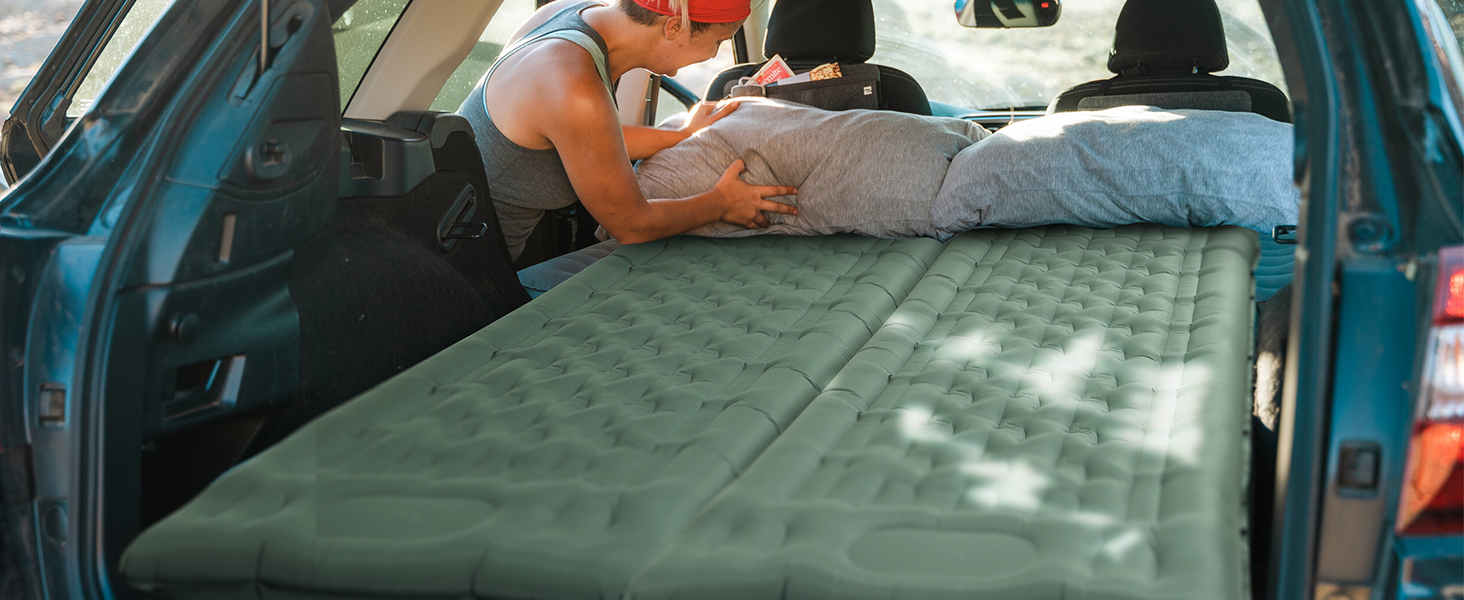 Каремат самонадувний Camping 2025, 12 см, з помпою та подушкою, міцний, ультралегкий для туризму, пляжу