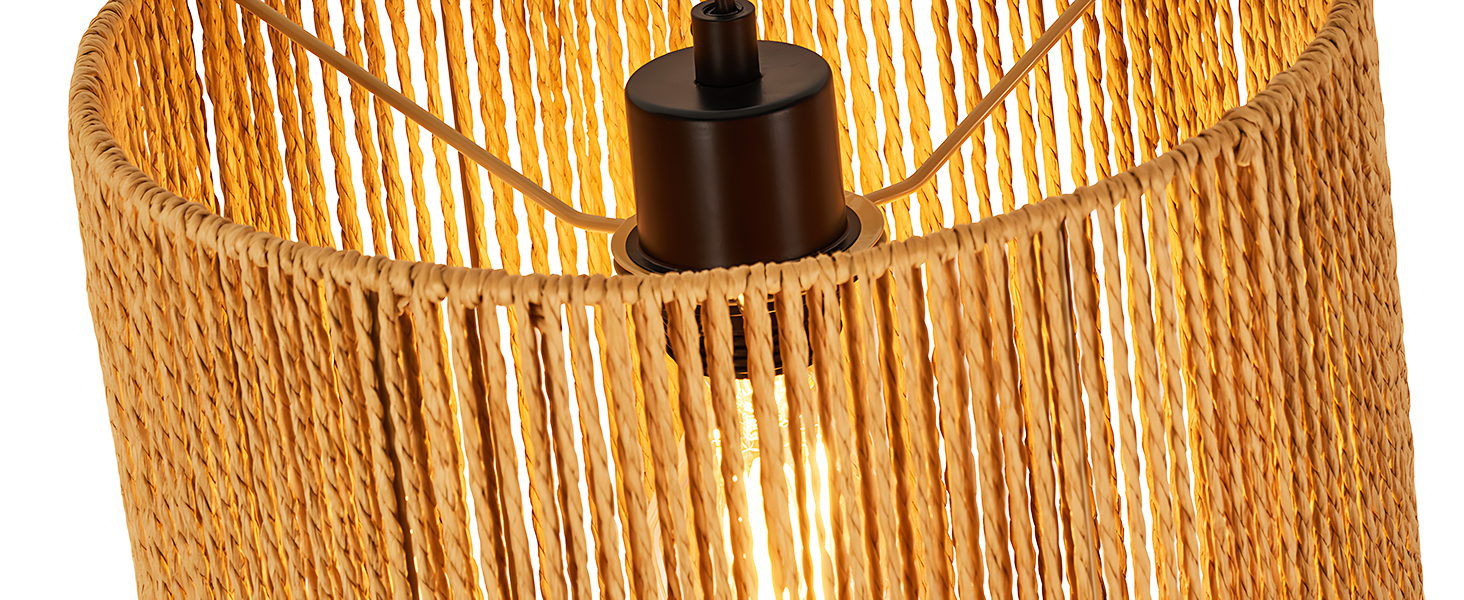 Торшер Rattan Boho - Стильний торшер для вітальні E27 164 см, чорний, з ножним вимикачем. Торшер в спальню, на терасу, в офіс, циліндричний абажур