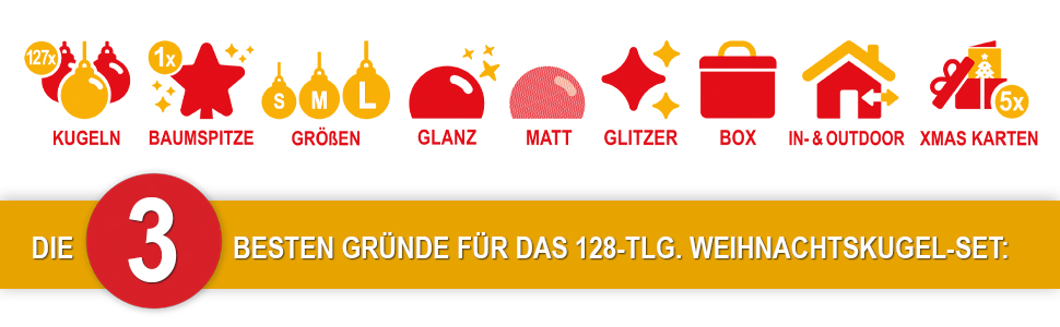 Набір прикрас на ялинку 128 шт. – верхівка, 127 кульок, упаковка, декор для дому та вулиці з пластику, 5 карток (шампань)