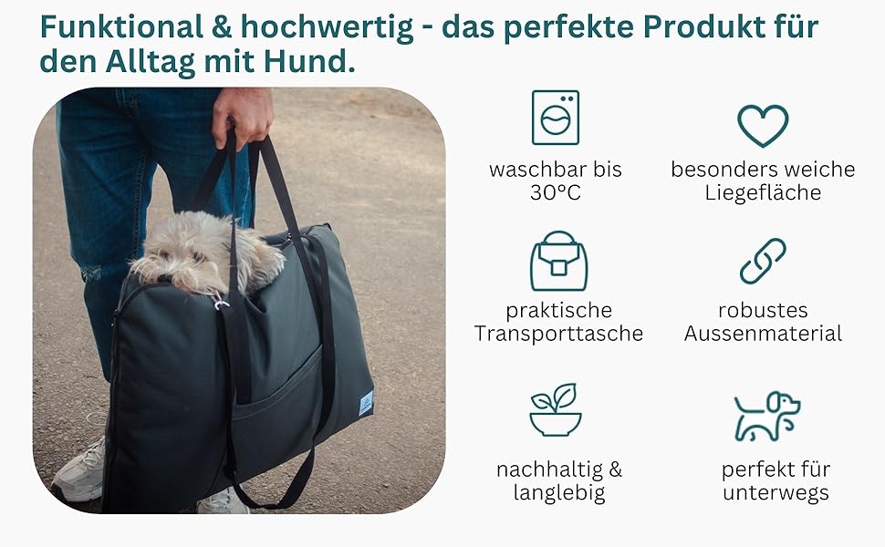 Ортопедичне собаче ліжко Wanderpfote для подорожей – зручне та сертифіковане ліжко для собак (M, Чорний)