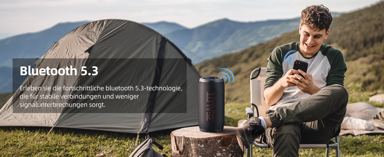 ZEALOT Bluetooth колонка 60W (70W пік) з підсвіткою, портативна, USB/Micro SD/AUX, Bluetooth 5.3, IPX6 водонепроникна, подвійне з'єднання, стереозвук для телефону, пляжу