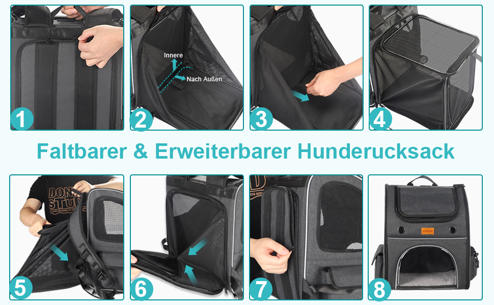 Рюкзак для кота та маленького собаки Morpilot, 7 кг, сірий, 35x30x42 см, з безпечною лінійкою та мискою