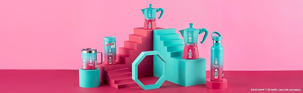 Кавоварка гейзерна Bialetti Moka Express Squid Game©, 3 чашки, алюміній