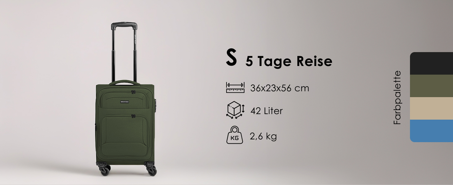 Набір валіз SMARTBOX 3 шт. для жінок та чоловіків | Легкі та міцні валізи-ролери, високоякісний softcase, 4 колеса та кодовий замок | Розширювані з деhnfalten (Edition 04) Чорний