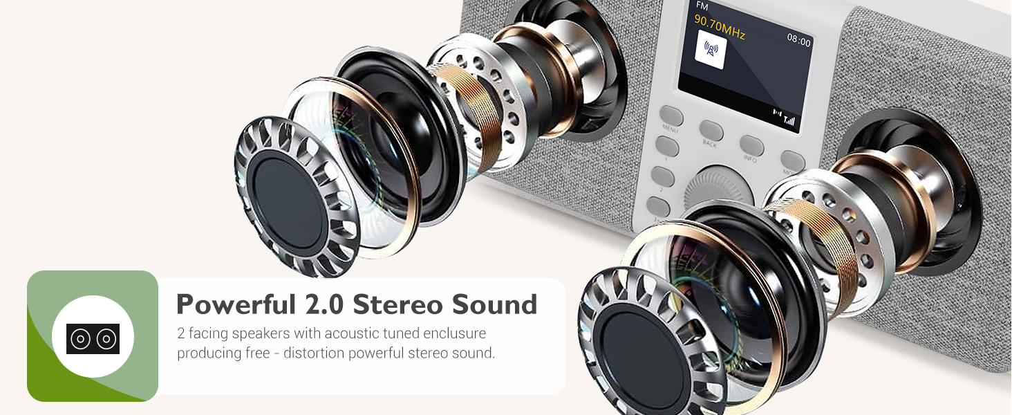 Радіоприймач MD5 Stereo DAB+ з Bluetooth, сірий - цифрове радіо DAB, FM, годинник, будильник