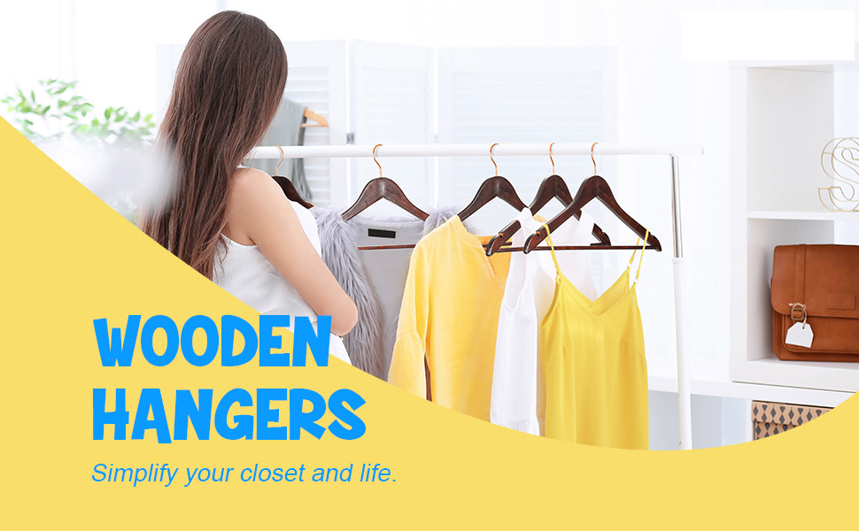 Дерев'яні вішалки для одягу HOUSE DAY, 20 шт. - для костюмів, з антиковзким покриттям, поворотний гачок рожевого золота