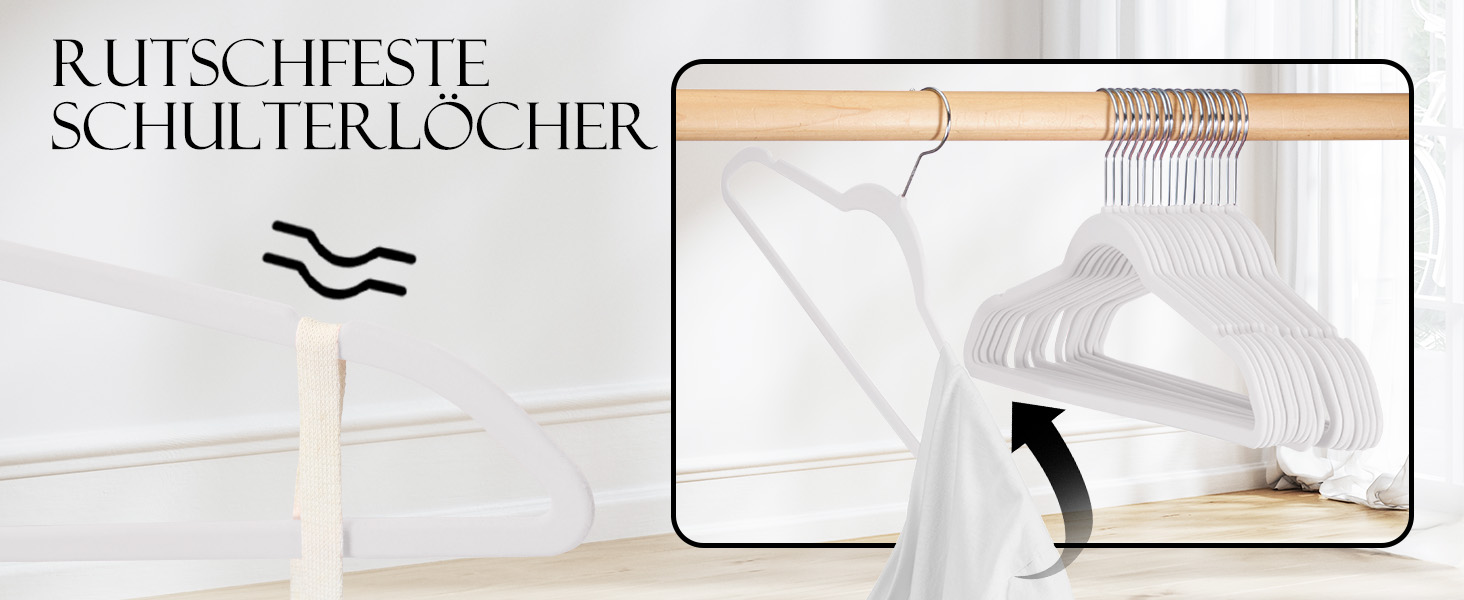 Набір вешалок для одягу HOUSE DAY, 50 шт., велюрова поверхня, нековзкі, обертовий гачок 360°, для сорочок, костюмів, пальто, светрів, штанів, білий