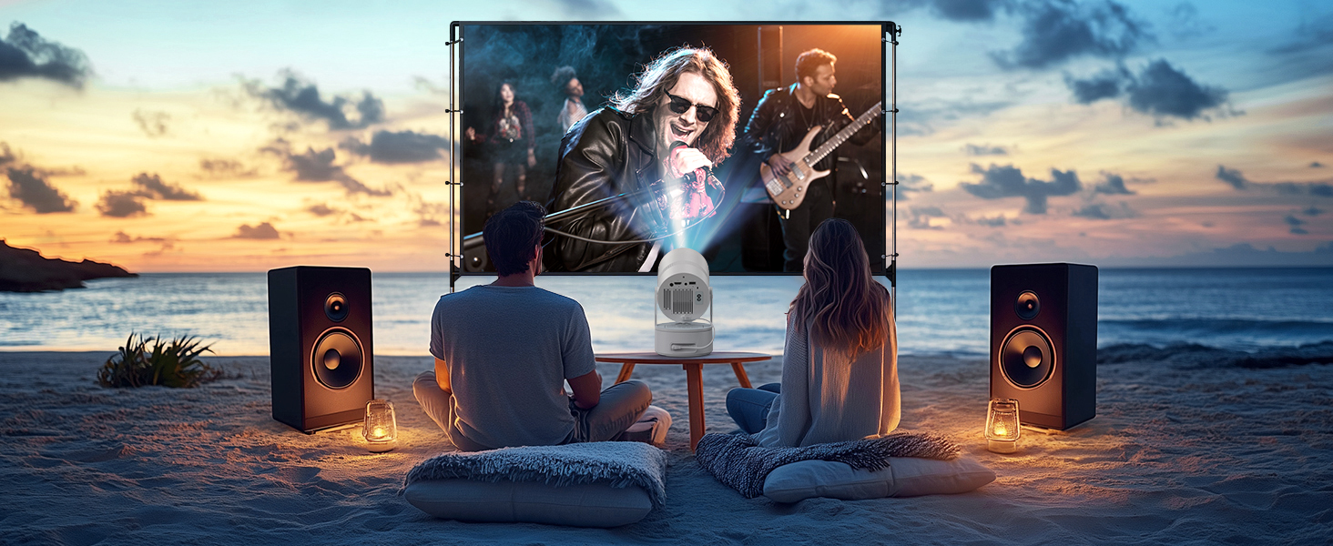 Aubor Mentech Mini Beamer 4K: Портативний проєктор для дому з Wi-Fi 6, BT 5.2 та Android OS, Auto Keystone, 180° та підтримкою HDMI.