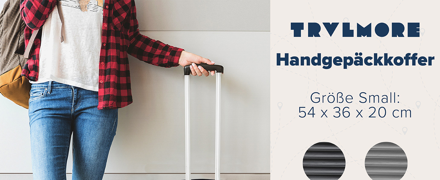 Набір валіз TRVLMORE 3 в 1: жорсткий корпус, ручна поклажа 55x40x20 см, сірий та темно-зелений