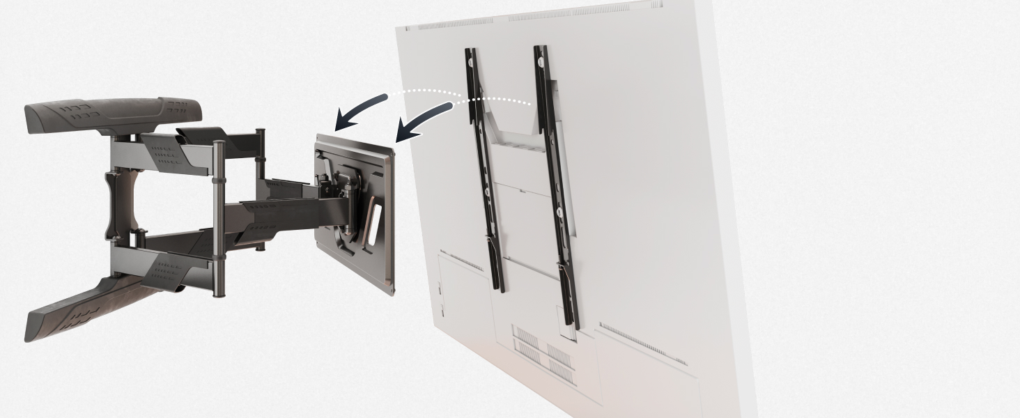 Кріплення для телевізора RICOO S9544: поворотне та нахильне, для телевізорів 40-65 дюймів, VESA 400x400, до 45 кг, універсальне, пласке, curved