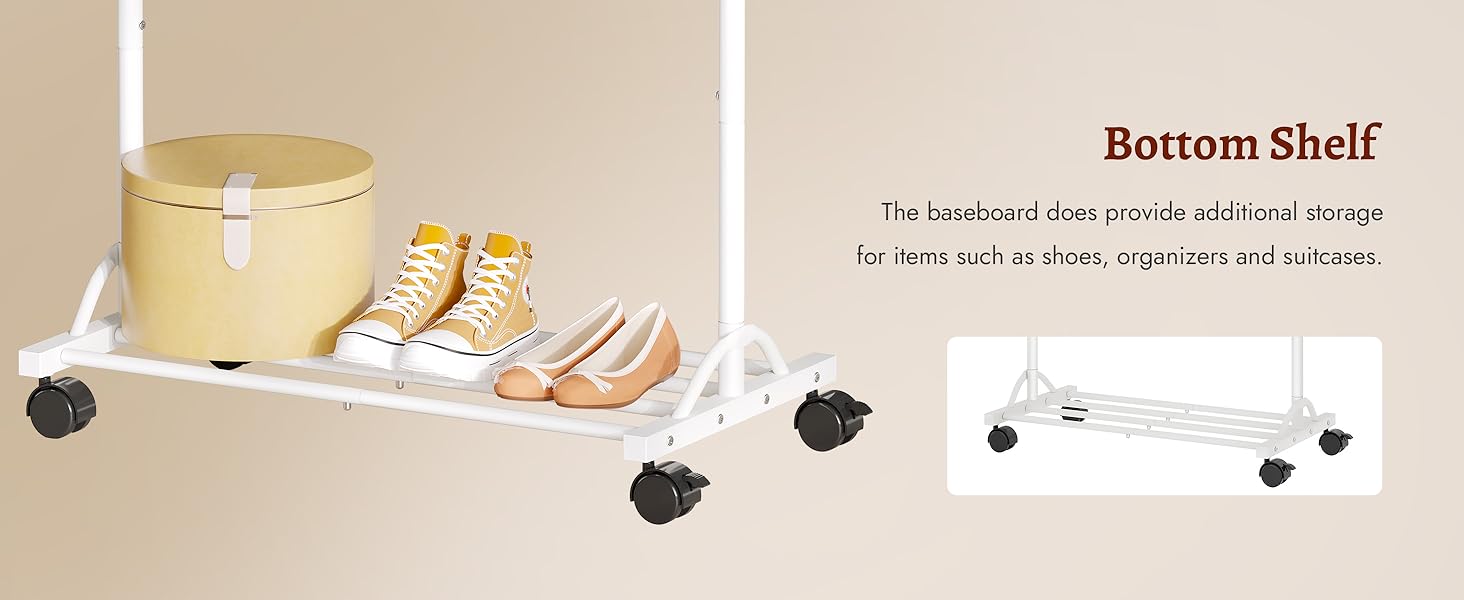 Кледірний стійка FAVOOSTY на колесах, мобільний, металевий, чорно-білий, регульований, 89.50×39.00×161.20 см