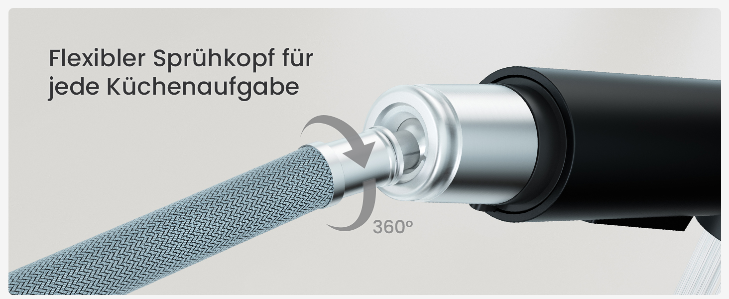 Кухонний змішувач CECIPA висувний, чорний, 360° поворот, міцний, без витоків, легка установка, з витяжною насадкою, матовий чорний