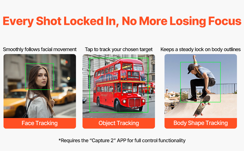 Стабілізатор для смартфона VEVOR з 3-осьовою стабілізацією, трекінг облич/об'єктів, штатив, портативний та складаний, для відеозйомки, DC 3,5–4,2V, без підсвічування, підтримка додатків