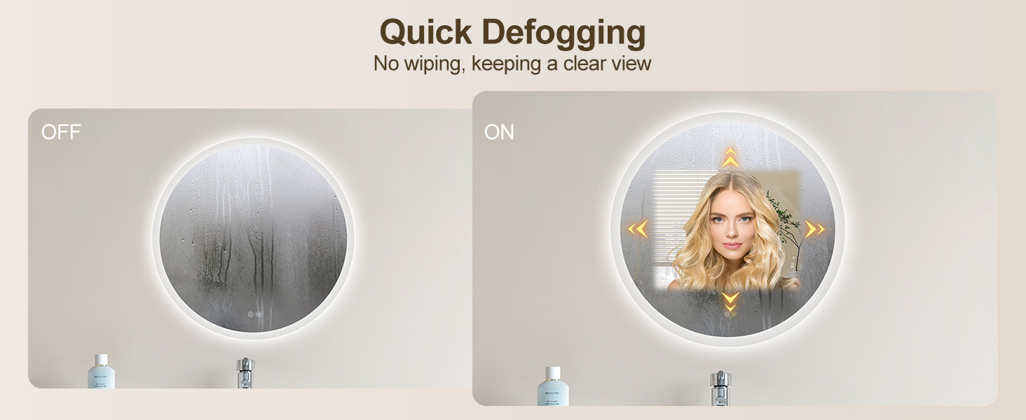 Дзеркало для ванної кімнати STARLEAD 60см з LED-підсвічуванням, регульована яскравість, 3 колірні температури, протитуманна функція, пам'ять налаштувань, HD скло, IP44, вологостійке, сріблястий колір (без Bluetooth)