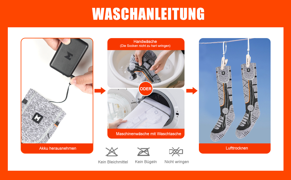 Гріючі шкарпетки з акумулятором 6000mAh, електричні гріючі шкарпетки для жінок та чоловіків, 3 режими нагріву, для зимових видів спорту на відкритому повітрі, помаранчевий + сірий