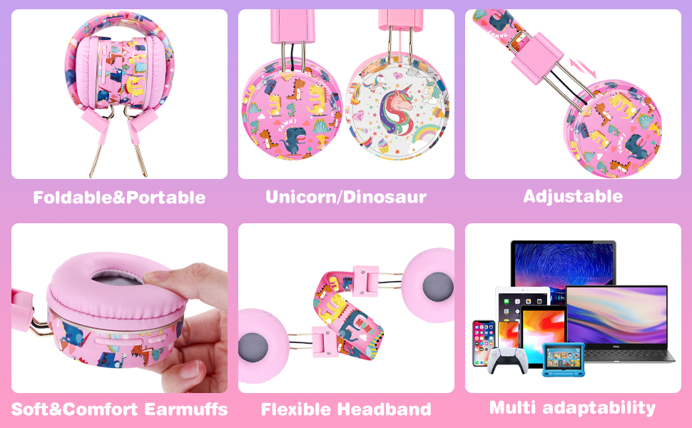 Дитячі навушники JYPS, бездротові, Over-Ear з мікрофоном для школи та планшета (3-10 років), блакитні