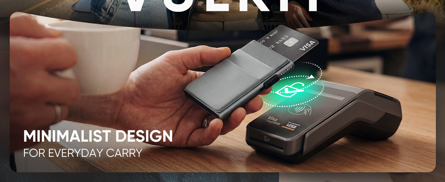 Стильний металевий гаманець для карток VULKIT з RFID-захистом, EDC-відсіками та вікном для посвідчення, колір Espresso