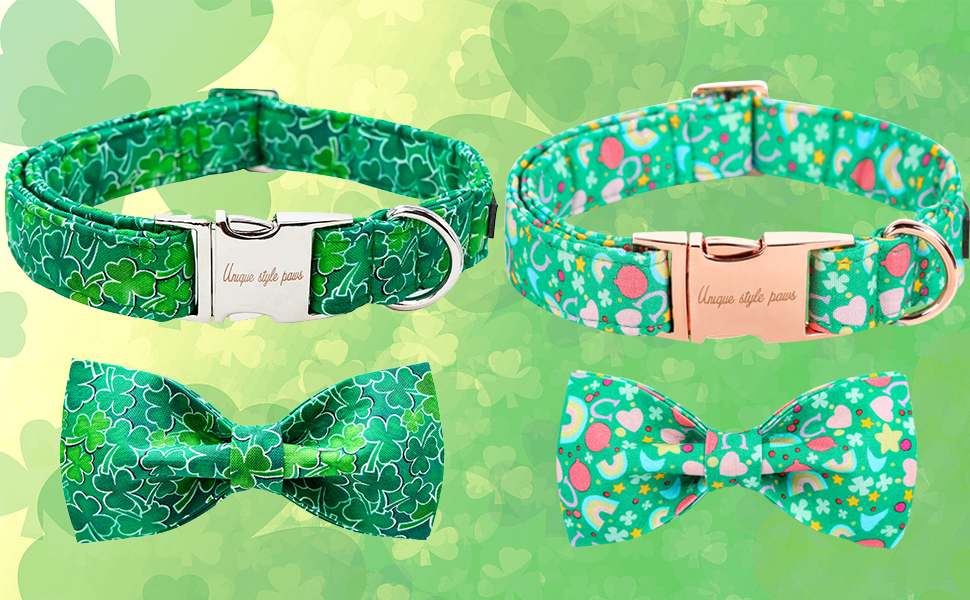 Гірлянди на День Святого Патріка для собак: стильний аксесуар з трилистником (XS, WhiteTrefoil)