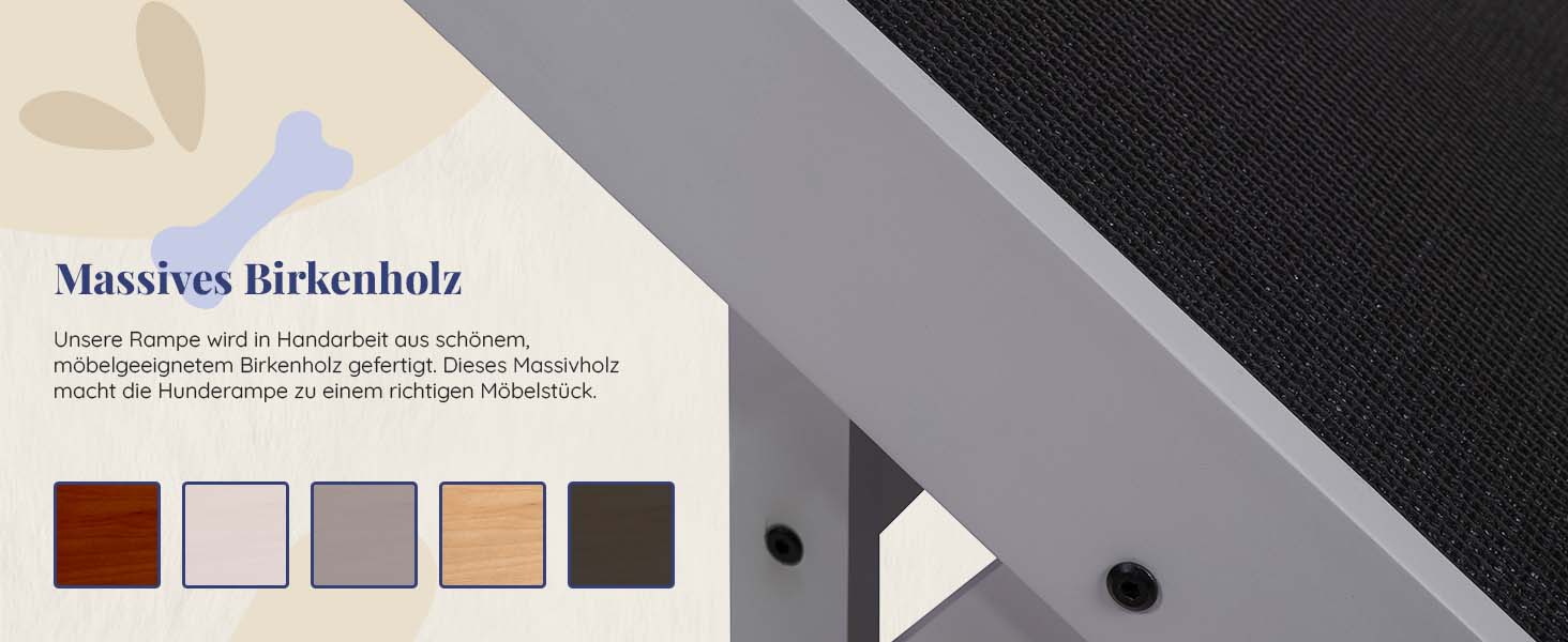 Рампа для собак Hunderampe - регульована, 18-53 см, для ліжка/софи, з берези, антиковзка, чорна/сіра