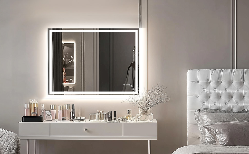Дзеркало для ванної кімнати зі світлодіодним підсвічуванням 50x70 см, Bluetooth, сенсорне керування