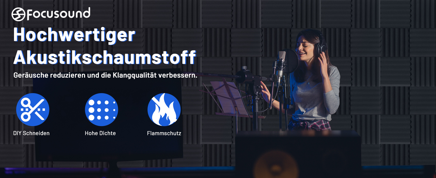 Акустичний поролон для звукоізоляції, панелі шумопоглинаючі 5х30х30 см, висока щільність, набір 50 шт