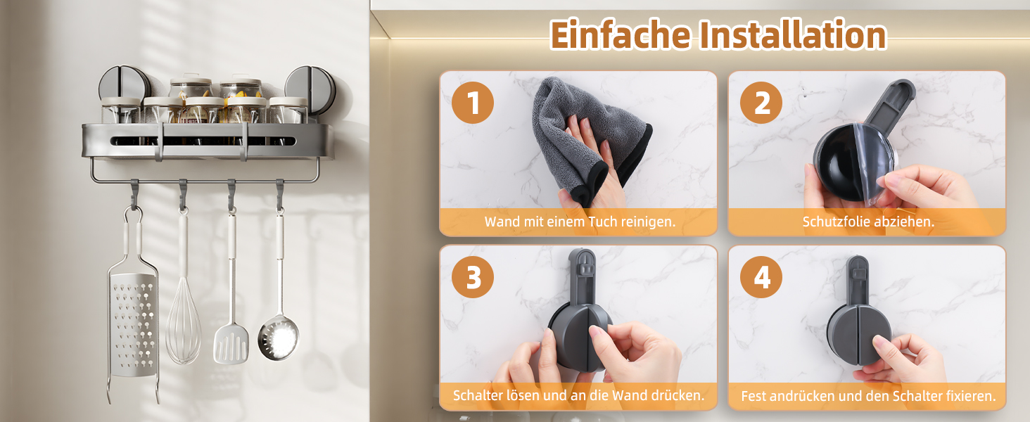 Поличка для душу на присоску без свердління, органайзер для ванної кімнати з алюмінію, сірого кольору, 20 кг, для ванної та кухні