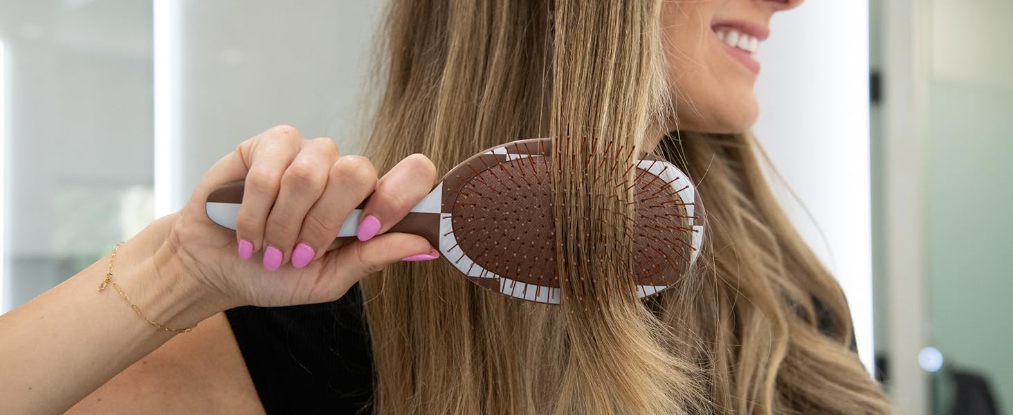 FRAMAR Щітка для волосся без розпушування - для довгого волосся, для жінок, для мокрого волосся, для розплутування, для кучерявого волосся, антистатична, шоколадного кольору