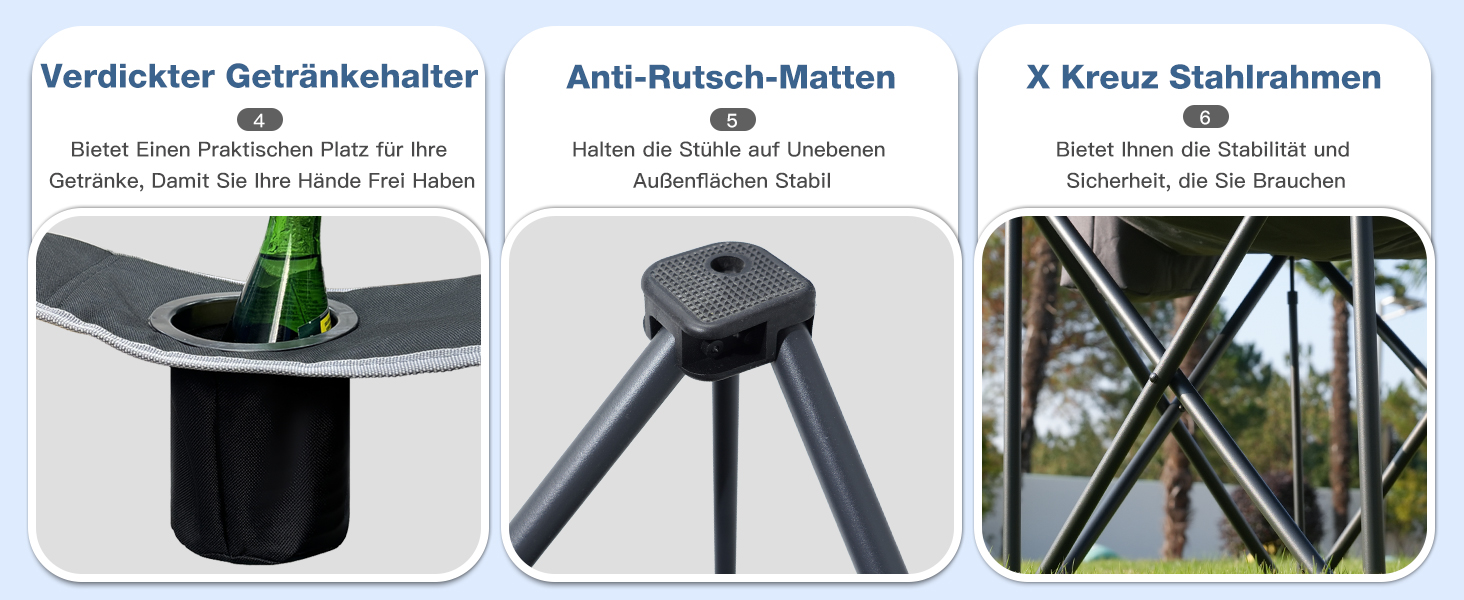 Кемпінговий стул складний RELAX FIELD 200KG з підстаканником та сумкою-холодильником, чорний