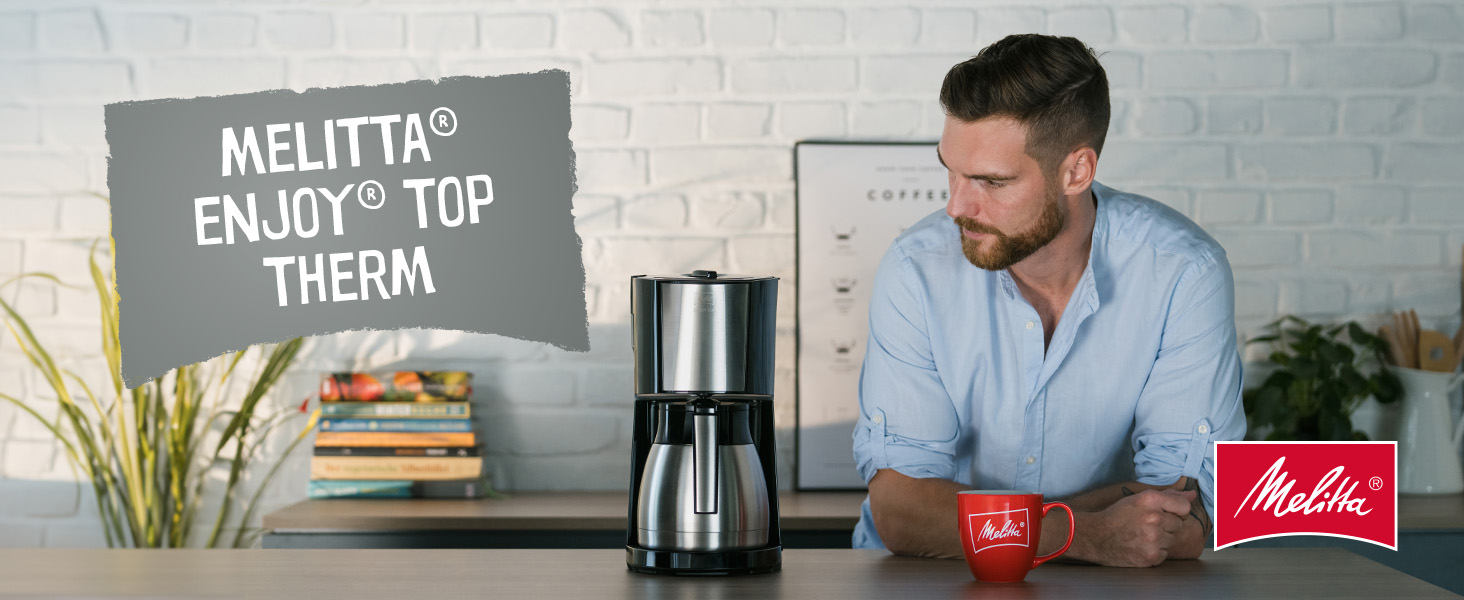 Кавомашина Melitta Enjoy Top з функцією Tropfstopp, 10 чашок, чорна, з термокана, Single
