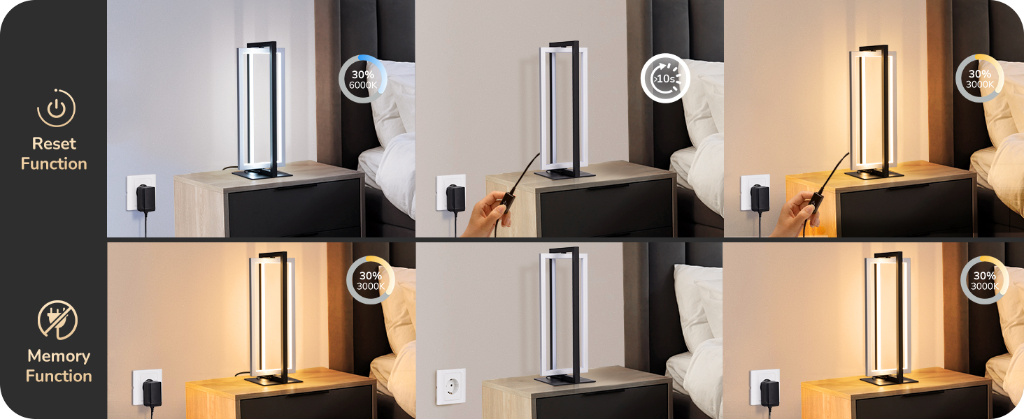 LED настільна лампа EDISHINE з дерева, торкання, регулювання яскравості та функцією пам'яті, 3 колірні температури, 350 люмен, для вітальні, офісу, подарунок (сріблястий)