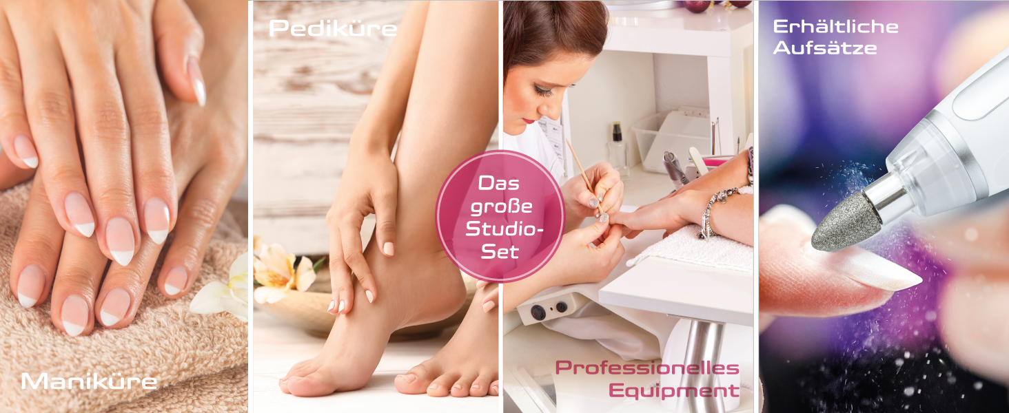 Набір для манікюру та педикюру Prorelax | Професійний догляд за руками та ногами вдома та в дорозі | 5 насадок з хірургічної сталі (Deluxe)