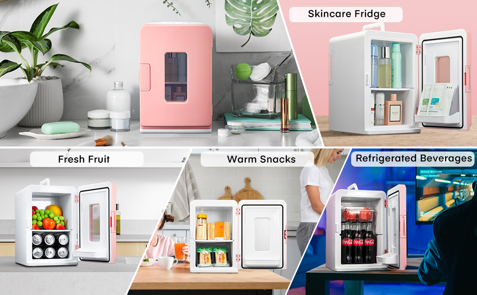 Northclan 15L Mini Fridge - Portable Cooler & Warmer for Home & Car - 220V AC/12V DC - Pink