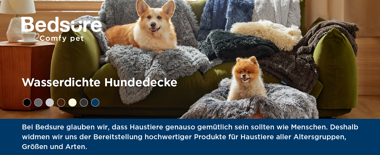 Водонепроникний коврик для собак BEDSURE 100x120 см - м'який, плюшевий, для великих собак та котів, сірий