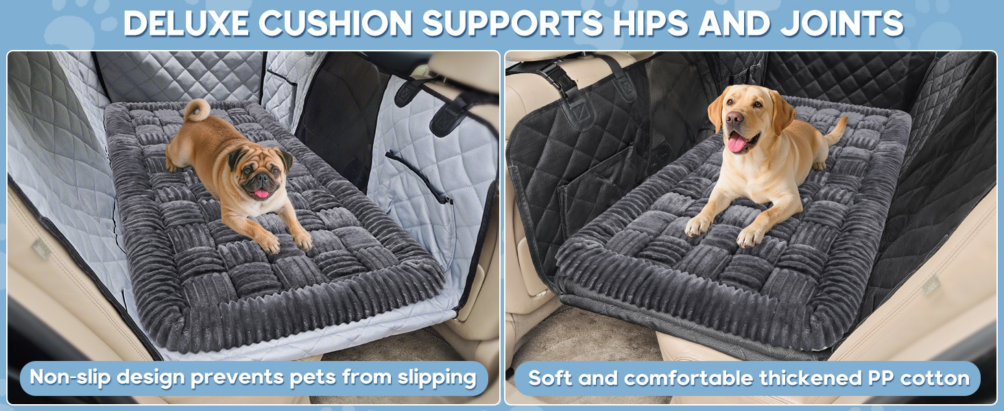 Килимок для собак у машину Loiion, захист заднього сидіння, чорно-білий, 127x62.5 см