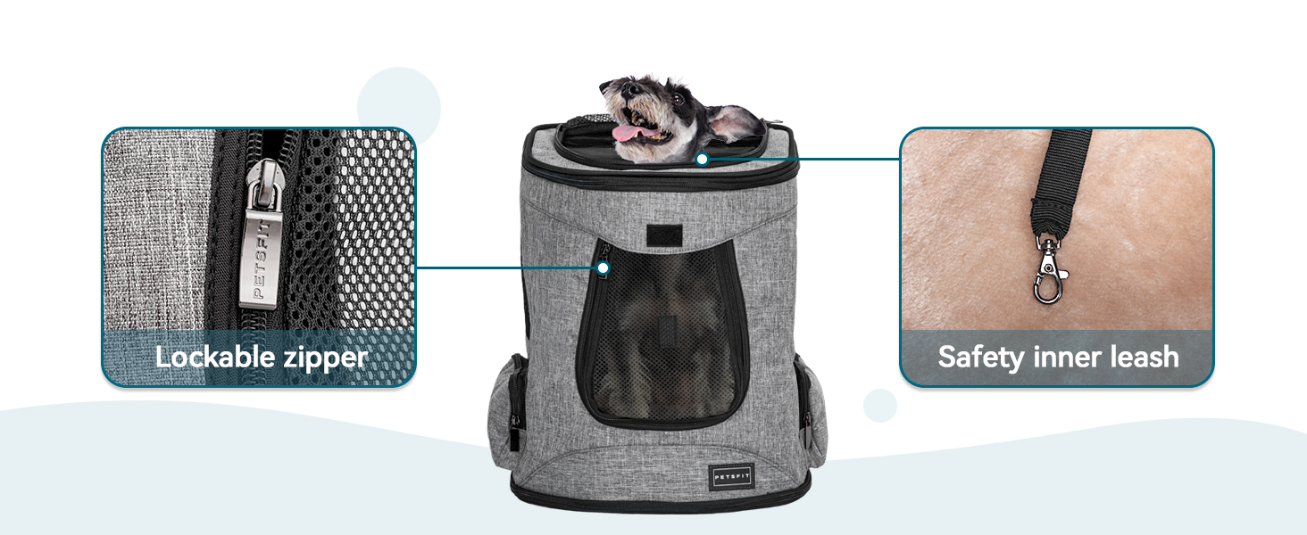 Рюкзак для котів та собак Petsfit - сірий, до 5 кг, з сіткою, для прогулянок
