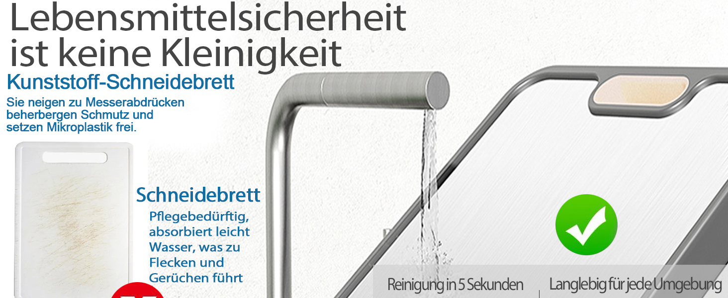 Дошка для нарізання Titan, двостороння, з чистого титану, кухонна, безпечна для продуктів харчування, з антипригарним покриттям, довговічна та легка у митті, 39 x 28 см