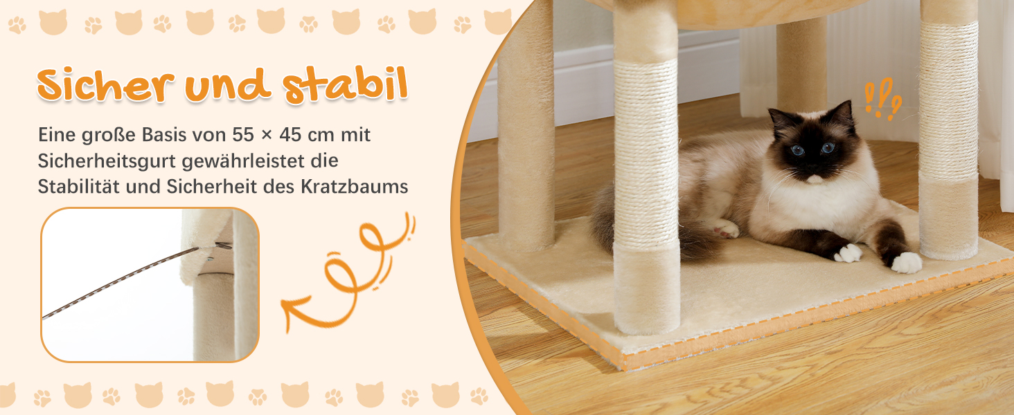 Комплекс для котів PAWZ Road з металевою гамаком, будиночком з 2 дверима та 6-ярусними полицями для лазіння, 143 см, бежевий