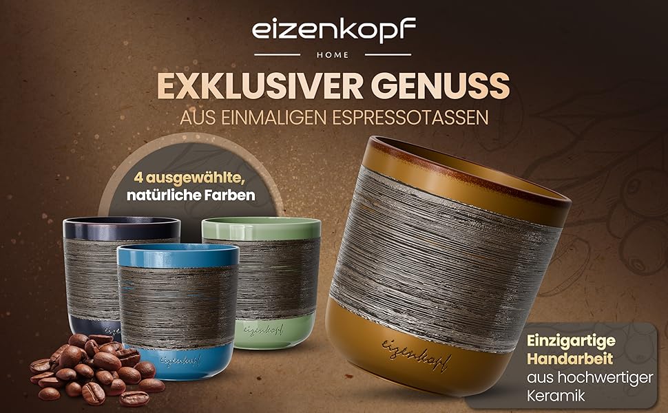 Еспресо-чашки ручної роботи, набір 4 шт (160 мл) для вишуканого смаку та індивідуального стилю. Якісний та міцний еспресо-набір. Чашки з товстими стінками.